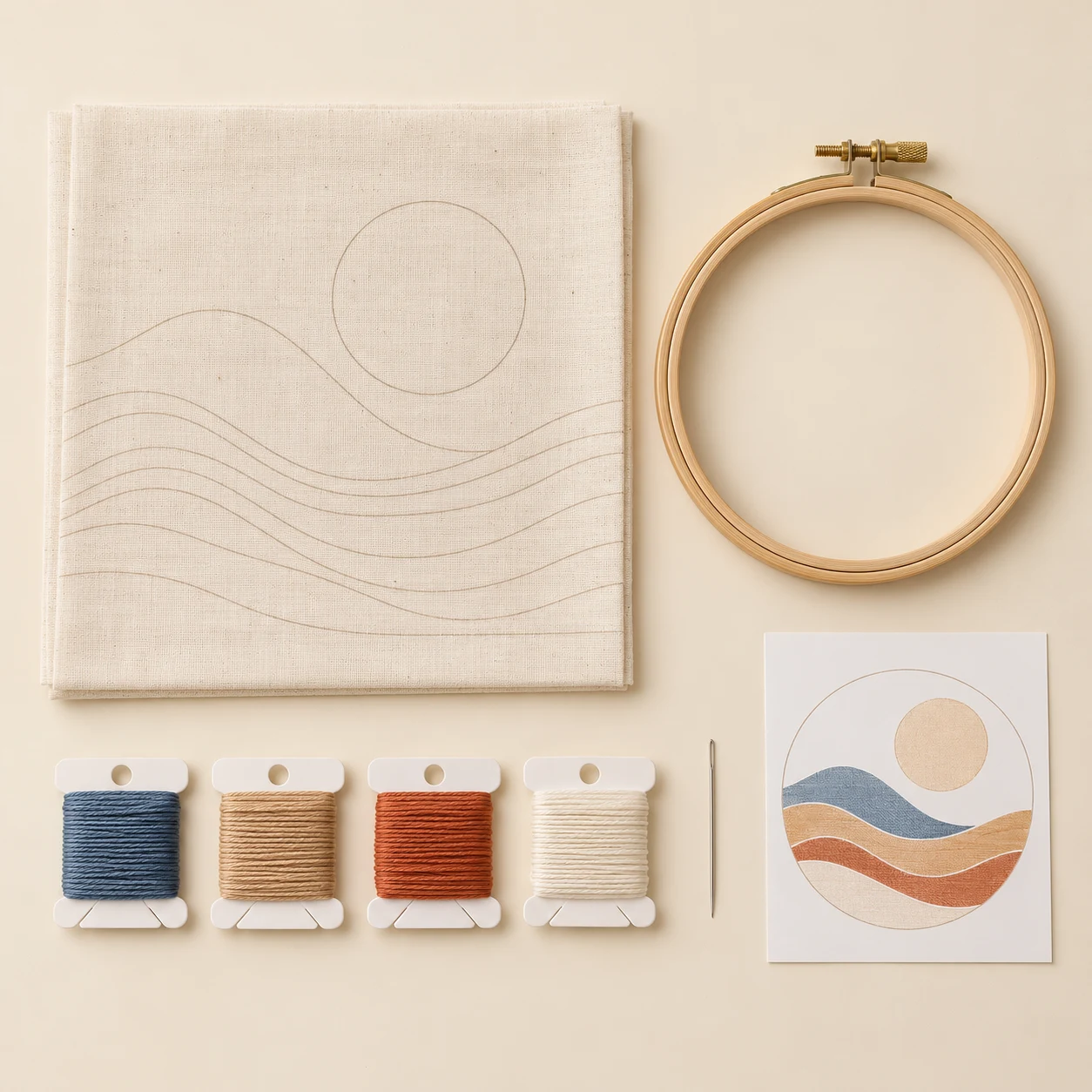 Coastal line embroidery kit